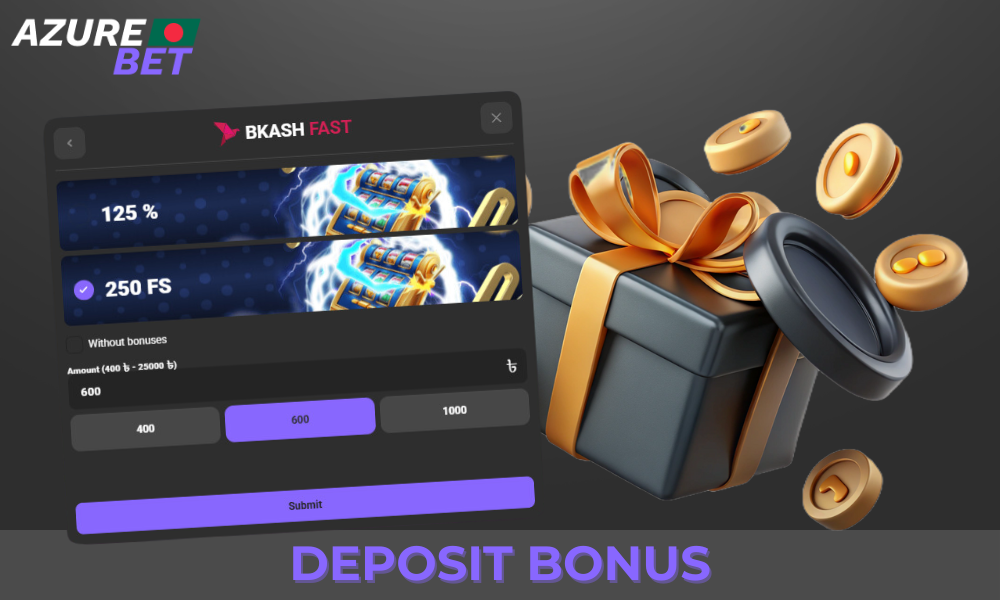 Azure Bet offers nice bonuses for depositing funds