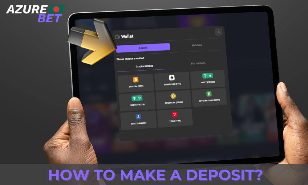 Deposit to your Azure Bet account, simple instructions