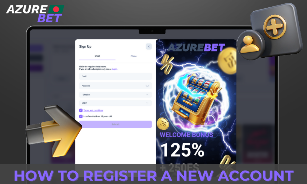 Step-by-step registration process at Azure Bet