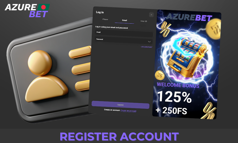 Registration process at AzureBet Casino